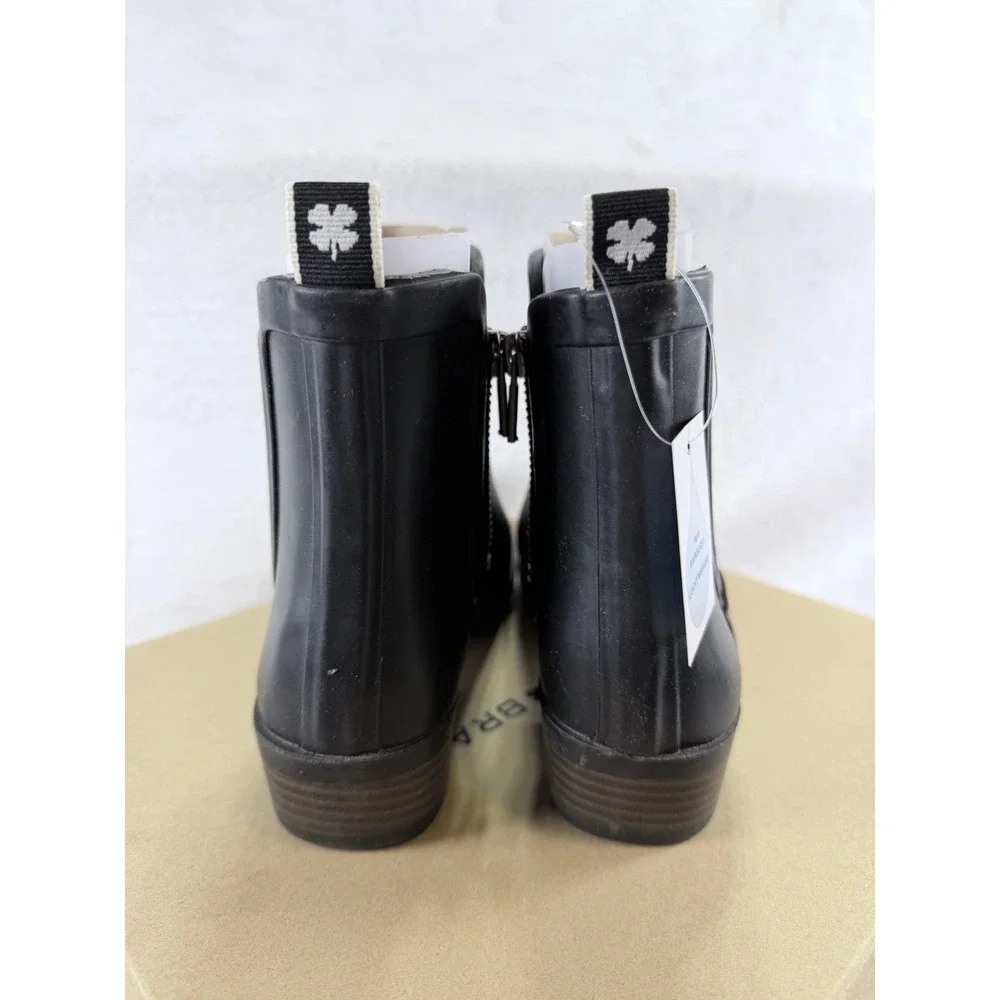 Lucky Brand Basel H2O Black Rubber Rain Boots Chelsea Ankle Booties Women's 8M